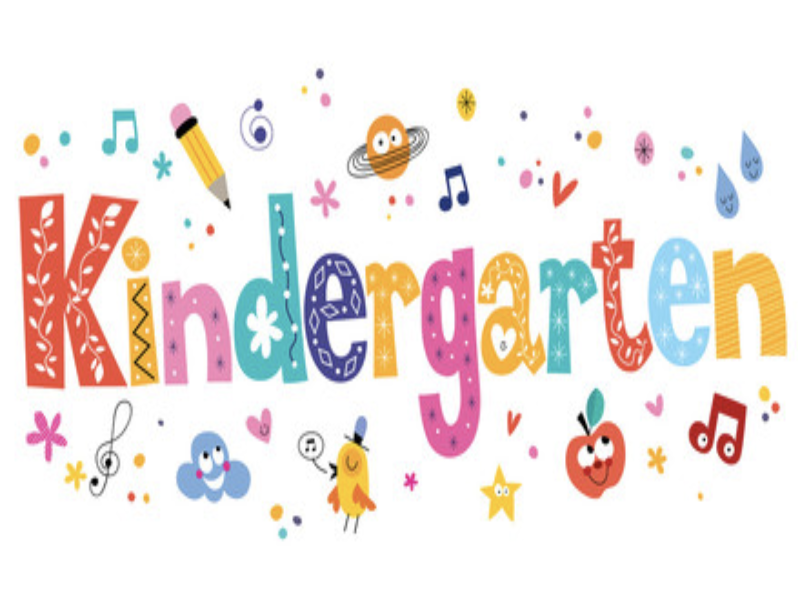 colorful text saying kindergarten