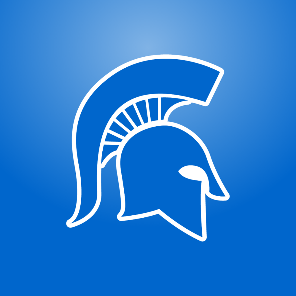 blue trojan head logo